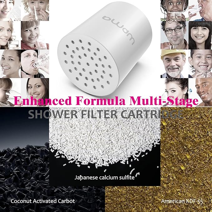 Enhanced Formula Multi-Stage Shower Filter Cartridge,High output Universal replacement filter cartridge, Remove Chlorine Heavy Metals and Other Sediments, Reduces Dry Itchy Skin, Dandruff（Pack of 4)