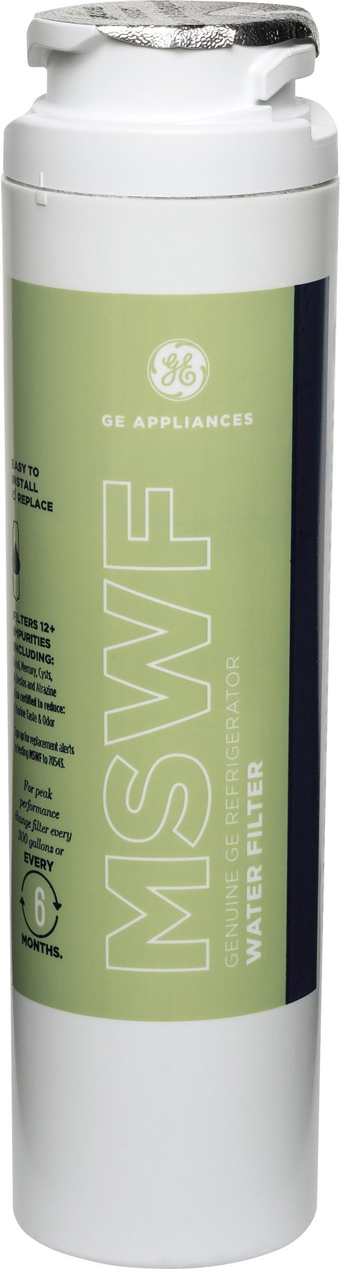 GE MSWF Refrigerator Water Filter | Certified to Reduce Lead, Sulfer, and 50+ Other Impurities| Pack of 1