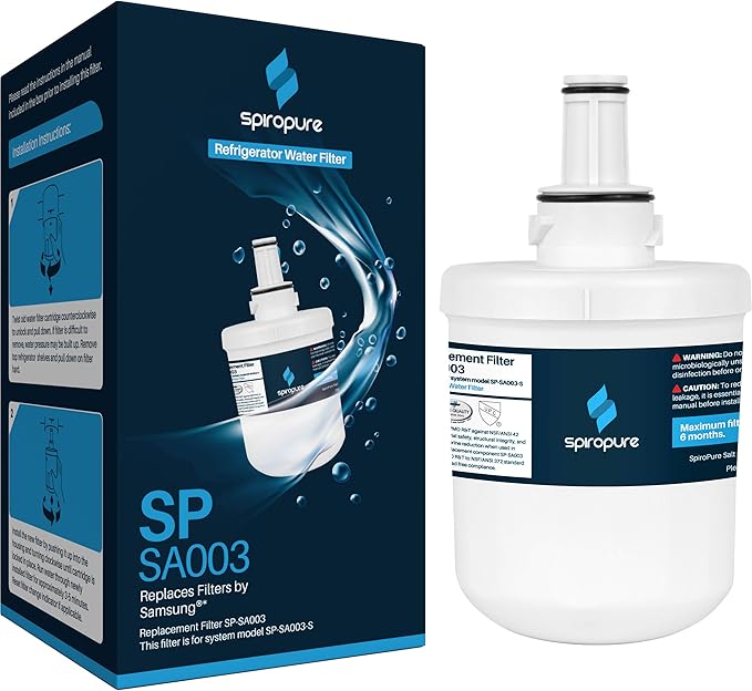 SpiroPure SP-SA003 NSF Certified Refrigerator Water Filter Replacement for DA29-00003G, HAFCU1, AQF-00003G, DA29-00003B, HAFIN2, HAFIN2/EXP, HAFCU1/XAA (1 Pack)
