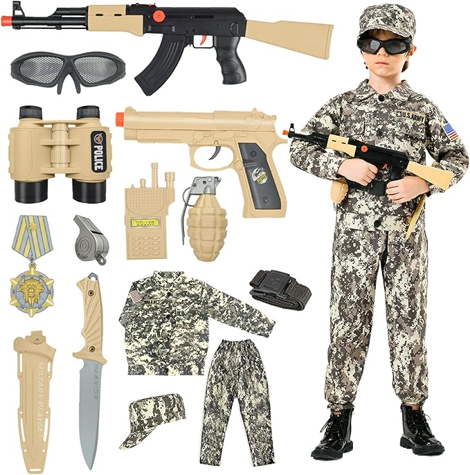 Army Costume For Kids, Military Soldier Costumes For Boys, Halloween Costumes Dress Up Role Play Set