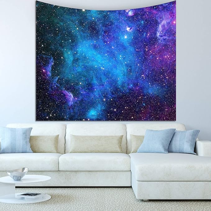 Apdidl Galaxy Tapestry for Bedroom Aesthetic Space Blue Night Starry Sky Stars Universe Tapestry Mysterious Nebula Wall Hanging Backdrop Room Decor for Bedroom Living Room (60'' x 79'')