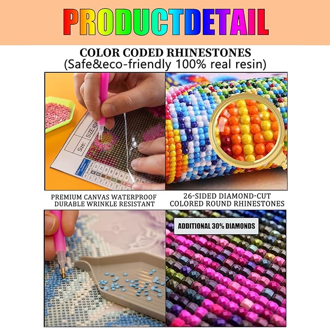 Beauty Diamond Painting Kits Boho Style Diamond Painting - DIY Full Round Diamond Crystal Art Kits for Adult Beginners,for Room Decor & Wall Decor Gifts (8 X 12 Inch)