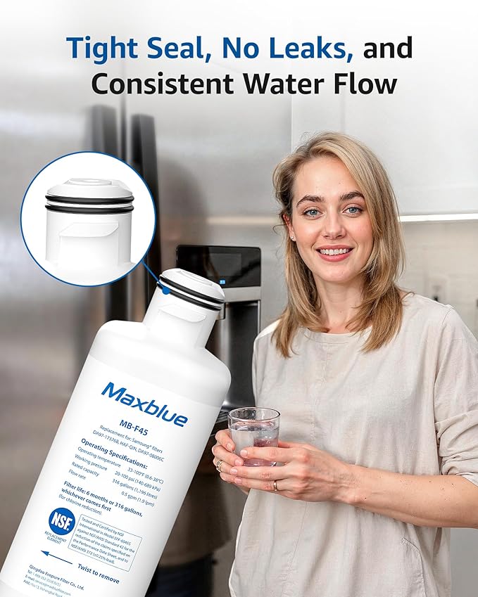 Maxblue DA97-17376B Refrigerator Water Filter, Compatible with Samsung® HAF-QIN/EXP, DA97-08006C, HAF-QIN, RF28R7201SR, RF28R7351SG, RF23M8070SR, MB-F45, 3 Filters