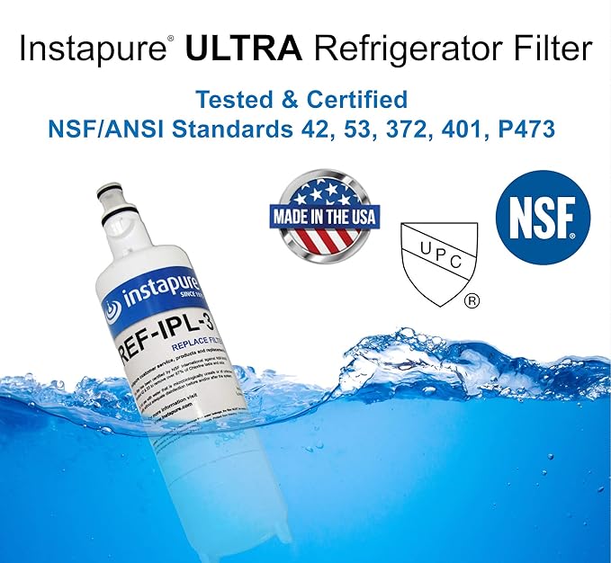 LG LT700P and ADQ36006101 Compatible Refrigerator Filter by Instapure NSF/ANSI 42 53 P473 401 Certified for CTO Lead PFOA/PFOS Pharmaceuticals & more! Made in USA
