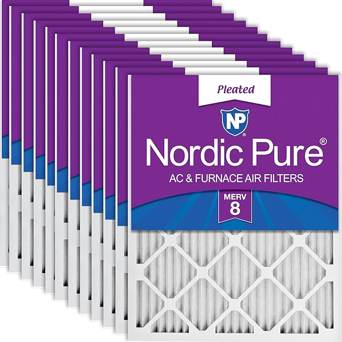 Nordic Pure 16x25x1 (Actual Size: 15 1/2 x 24 1/2 x 3/4) Pleated MERV 8 Air Filters 12 Pack