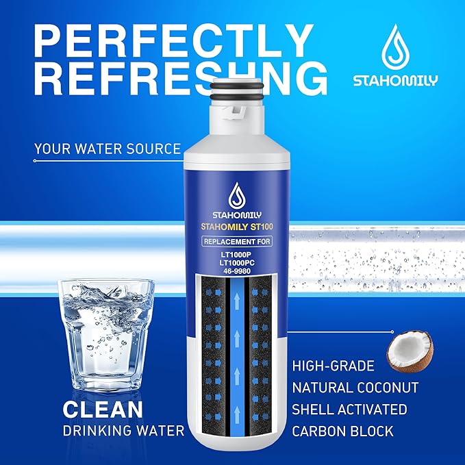LT1000P ADQ747935 Water Filter Replacement for LG LT1000P/PC/PCS, LMXS28626S, MDJ64844601, Kenmore 46-9980, LMXS30796S, LMXS30796D, LMXC23796S, ADQ74793501, AGF80300704 with LT120F Air Filter, 3 Combo