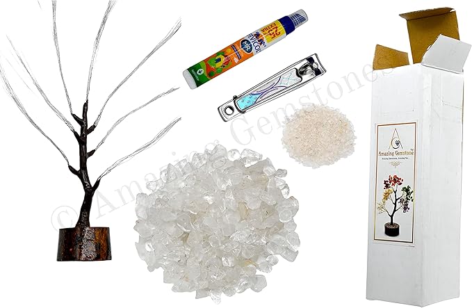 Amazing Gemstone Clear Quartz Chakra/Spiritual Decor Crystal Tree DIY Kits, Makes a Perfect Office Table Feng Shui Tree Holistic Gifts for Women