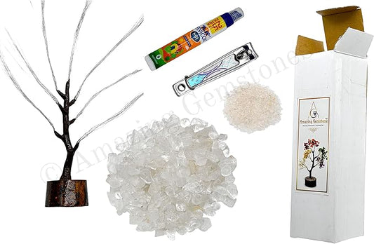 Amazing Gemstone Clear Quartz Chakra/Spiritual Decor Crystal Tree DIY Kits, Makes a Perfect Office Table Feng Shui Tree Holistic Gifts for Women