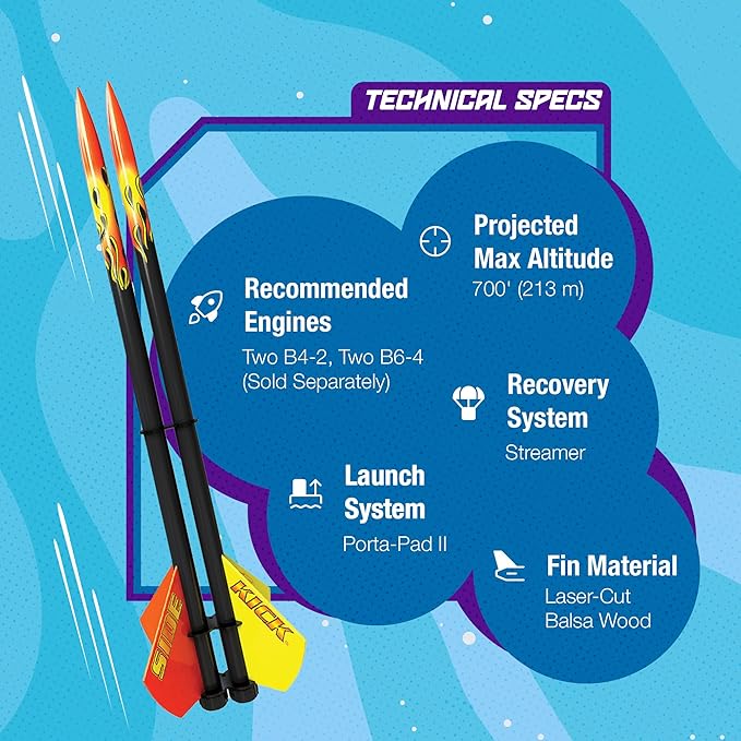 Estes 7287 Sidekick Rocket-Building Kit, Advanced Flying-Rocket-Model Kit for Ages 10+