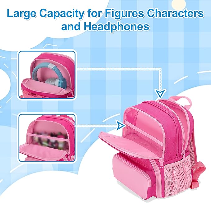 LoDrid Backpack Compatible with Tonie Box 2/1, Carrying Case with Multiple Pockets for Headphones, Charger and Accessories, Storage Bag for Audio Player Starter Set, Rose Red (Patented Design)