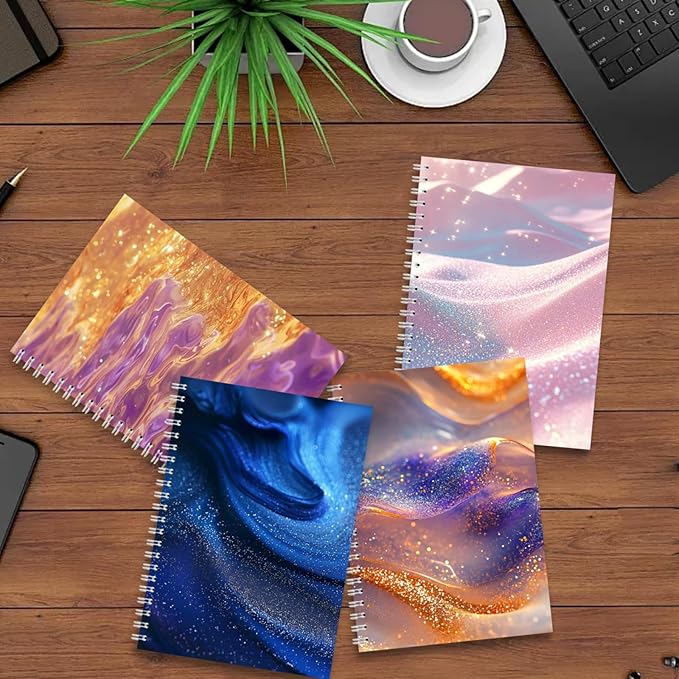 BetterJonny 4 Pcs Reusable Sticker Book Collecting Album Blank Sticker Storage Organizer Book, A5 Size 24 Inner Pages Per Album, Release Paper for Collecting Stickers, Labels(Dreamlike Quicksand)