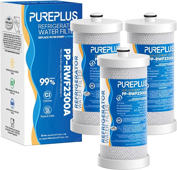 PUREPLUS WF1CB Replacement for Frigidaire PureSource WFCB, RG100, NGRG2000, WF284, Kenmore 9910, 469906, 469910, RF100, RWF1030, MPF16135, RWF2300A, BCF84, 9913, 9906 Refrigerator Water Filter, 3Pack