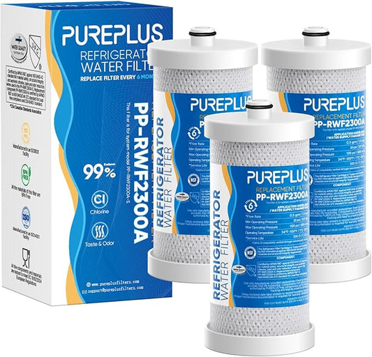 PUREPLUS WF1CB Replacement for Frigidaire PureSource WFCB, RG100, NGRG2000, WF284, Kenmore 9910, 469906, 469910, RF100, RWF1030, MPF16135, RWF2300A, BCF84, 9913, 9906 Refrigerator Water Filter, 3Pack