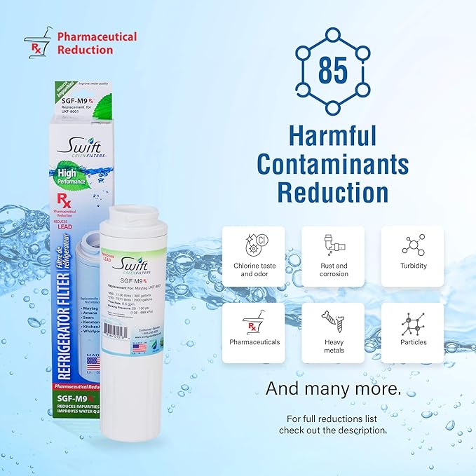 Swift Green Filters SGF-M9 Rx Compatible Refrigerator Water Filter for UKF8001, EFF-6007A, EDR4RXD1, Made in USA (2 Pack)
