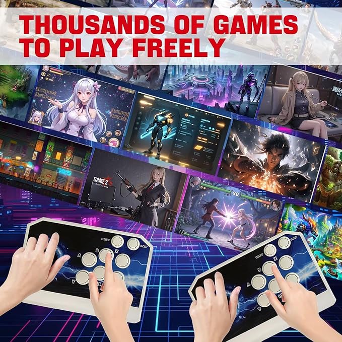 [39800 Games in 1] Pandora Box 3D Game Stick, Double Wireless Joystick Arcade Console, Plug and Play Arcade Game Machine, Compatible PC & Projector & TV