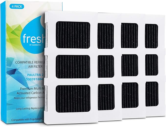 FRESH Paultra2 Refrigerator Air Filter Replacement for Frigidaire, Pureair Ultra 2, Pure Air Ultra 2, Pureair Ultra ll, Electrolux 242047805, 5303918847, EAP12364179 (4 Pack) Air filter by MIST