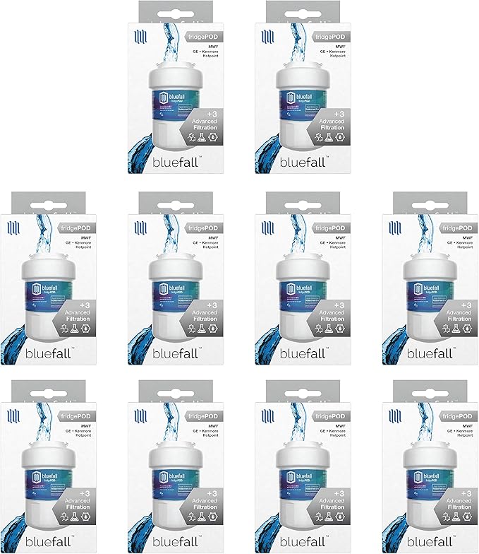 Compatible GE Water Filter for GE MWF Replacement Refrigerator Water Filter by Bluefall - Value Pack (10)