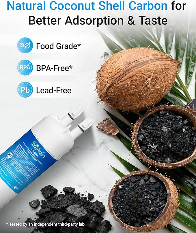 EcoAqua W10295370A Refrigerator Water Filter Replacement for Everydrop® Filter 1, EDR1RXD1, EDR1RXD1B, P8RFWB2L, P4RFWB, WD-F38, 46-9081, 46-9930