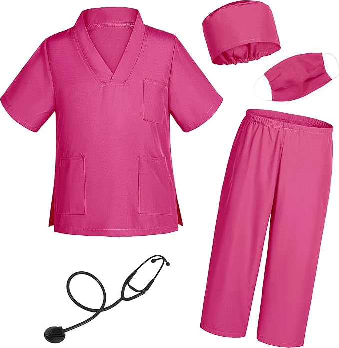 Doctor Costume for Kids Scrubs Pants with Accessories Set Children Party Cosplay 3-12 Years