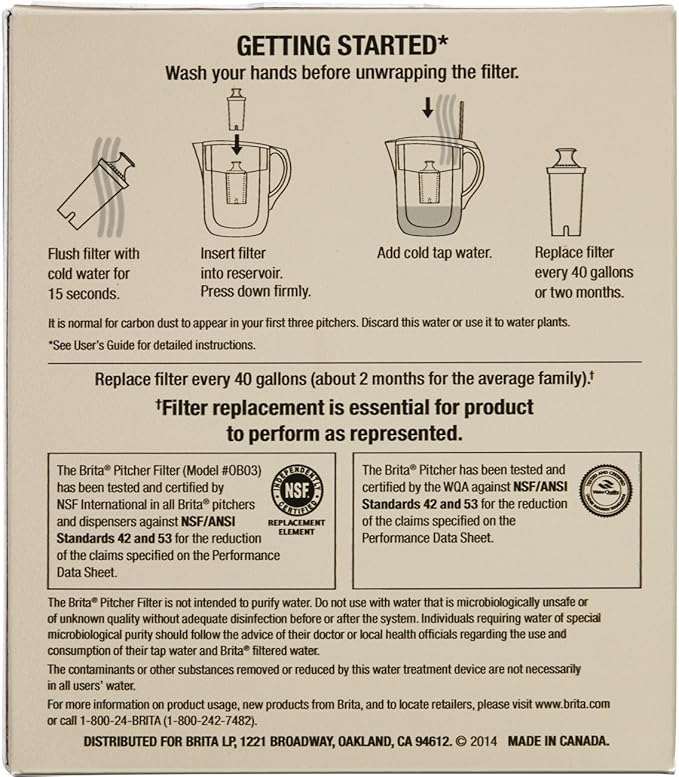 Brita Standard Water Filter, Standard Replacement Filters for Pitchers and Dispensers, BPA Free - 2 Count