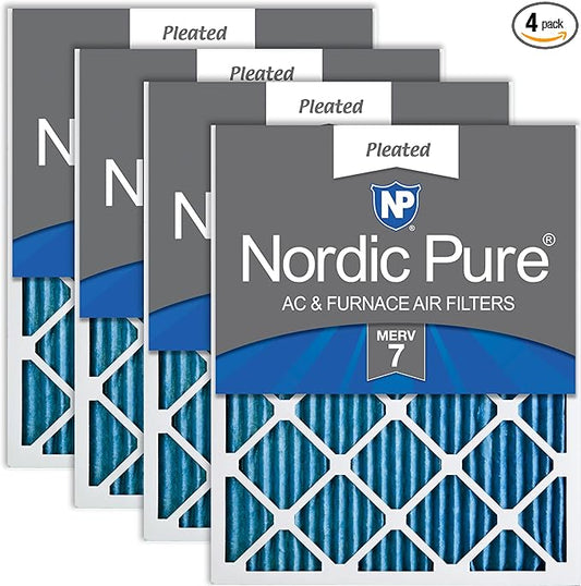 Nordic Pure 16x25x1 (Actual Size: 15 1/2 x 24 1/2 x 3/4) Pleated MERV 7 Air Filters 4 Pack