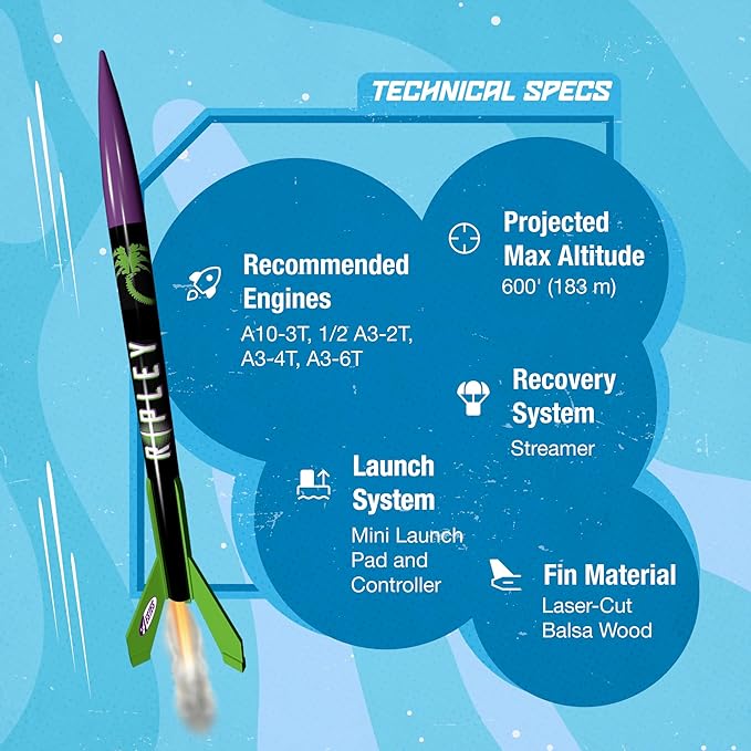 Estes 0653 Ripley Rocket-Building Kit, Intermediate Mini Flying-Model-Rocket Kit for Ages 13+