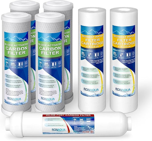 7PK Filters Premier 1-Year 5-Stage Reverse Osmosis Replacement Filter Kit 5 Micron Sediment, Activated Carbon Filter Cartridges and Inline Post Filter Well-Matched with WFPFC8002, P5, AP110