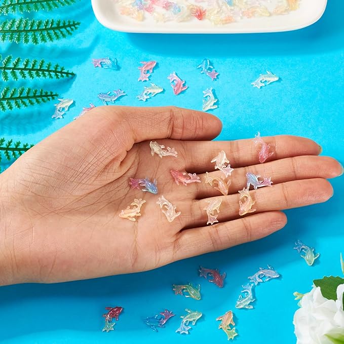 200 Pcs Glow in The Dark Goldfish Flatback Cabochons Multicolored Resin Nail Charms Luminous Goldfish Model Figurines for Crafts Fairy Garden Micro Landscape Scrapbooking Decor