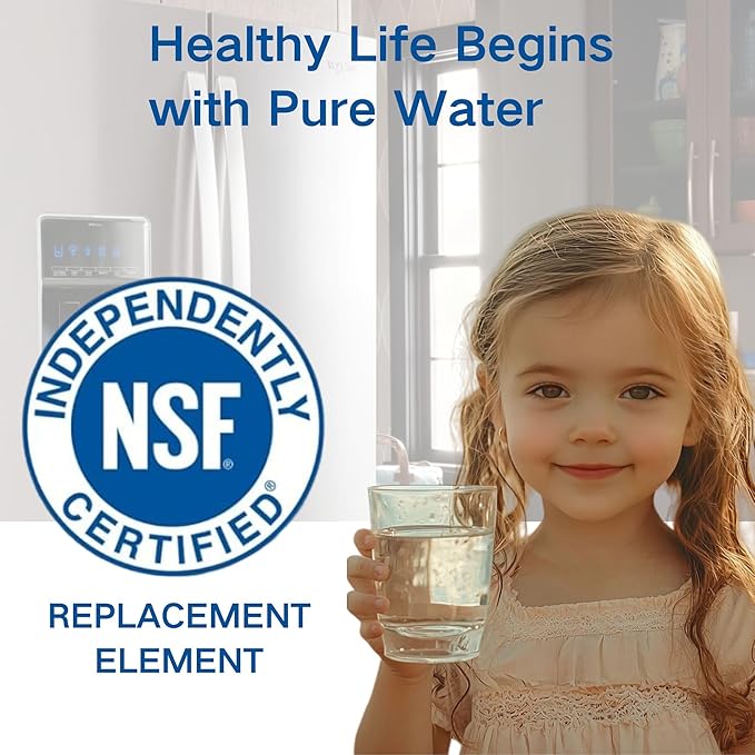 WF3CB Refrigerator Water Filter, Replacement for Pure Source 3, 706465, 242086201, 242086203, 242294501, 242069601, AP4567491, WF425, 1 Pack (Height 9 inches)