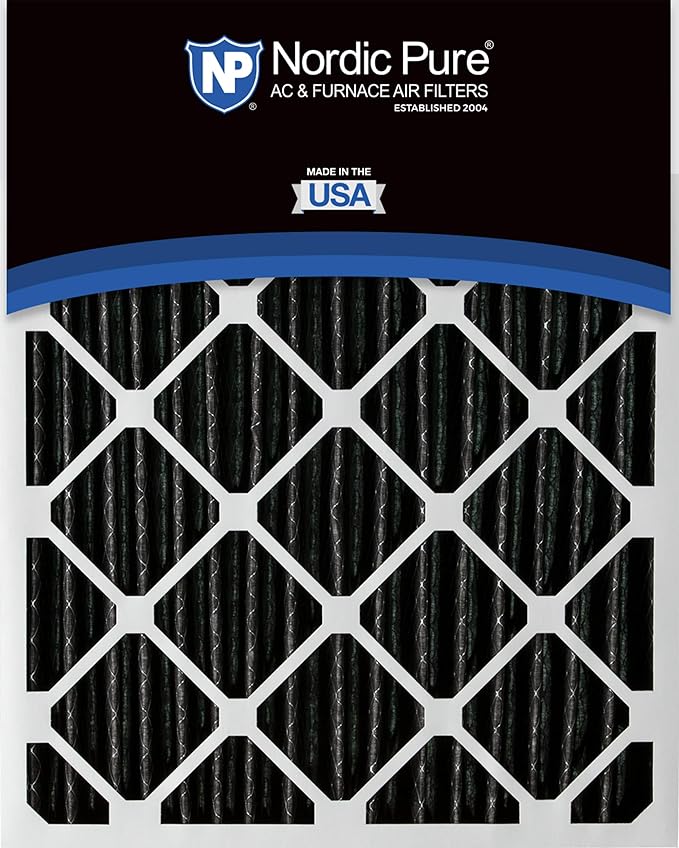 Nordic Pure 16x25x1 (Actual Size: 15 1/2 x 24 1/2 x 3/4) Furnace Air Filters MERV 8 Pleated Plus Carbon 4 Pack