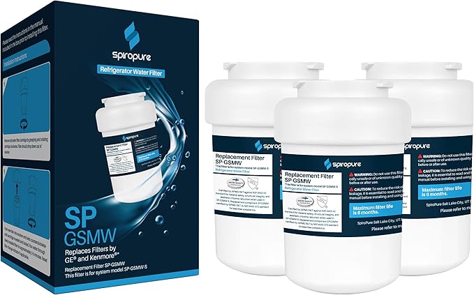 SpiroPure SP-GSMW NSF Certified Refrigerator Water Filter Replacement for MWF, SSF5110, MWFP3PK, GWF, 9991, 46-9991, MWFP, SSF5110, MWFINT, 197D6321P006 (3-Pack)