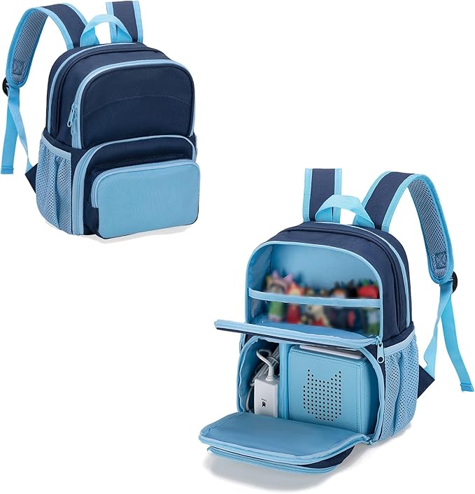 LoDrid Backpack Compatible with Tonie Box 2/1, Carrying Case with Multiple Pockets for Headphones, Charger and Accessories, Storage Bag for Audio Player Starter Set, Navy Blue (Patented Design)