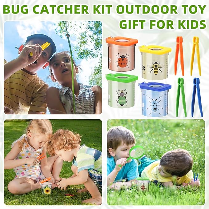 20 Pack Insect Bug Viewer Kit for Kids with Tweezers Explorer Outdoor Set Bug Catcher Containers for Insects Magnifying Insect Box Observation Kit for Science Nature Exploration Collecting