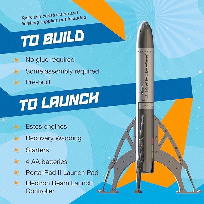 Estes 1721 Bulk Pack of 12 Star Hopper Rocket-Building Kits, Beginner Flying-Rocket-Model Kits for Ages 10+