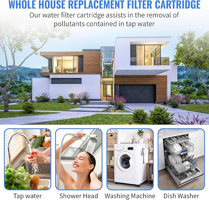 CFS – Polypropylene String Wound Water Filter Cartridges Compatible with Culligan Sediment Filter, Heavy Duty Well Water Filter Models – Whole House Replacement Filter Cartridge – 5 Micron (4 Pack)