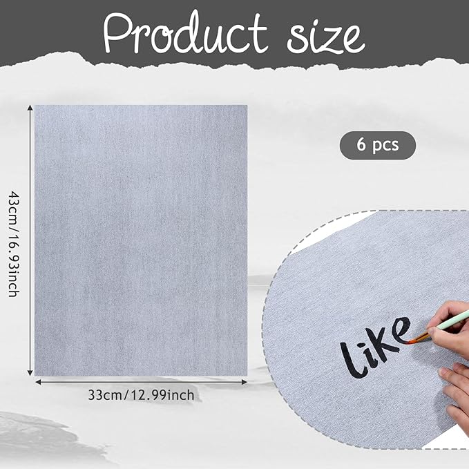 Water Drawing Writing Cloth, 6 Pcs 17 x 13 Inch Reusable Chinese Calligraphy Paper Chinese Traditional Calligraphy Water Drawing Mat for Students Beginners Practicing