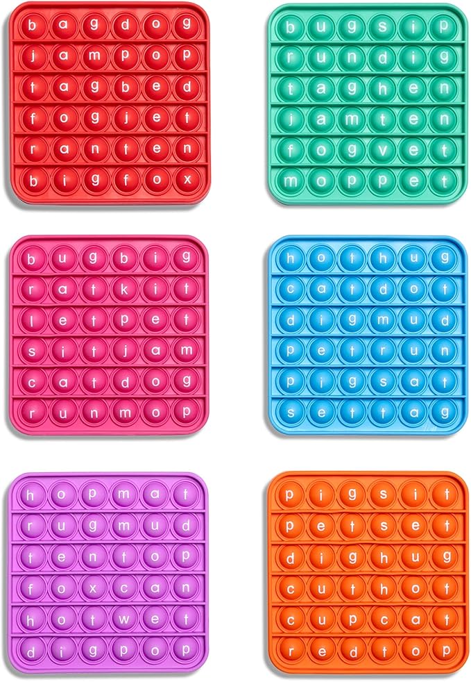 Word Pop CVC Words Mats for Classrooms (Pack of 6) - Learn to Read in Weeks Learning Resources - Multisensory Reading & Phonics Games Ideal for Pre-Kindergarten to 1st Grade by The Fidget Game, ABC