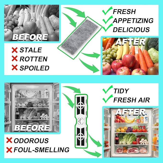 2 Pack Replacements for Frigidaire PureAir PK-2 Produce Keeper Plus and 4 Pack Replacements for Frigidaire PureAir AF-2 Air Filter, Compatible with Frigidaire Crisp Seal Fresh System (AF-2)