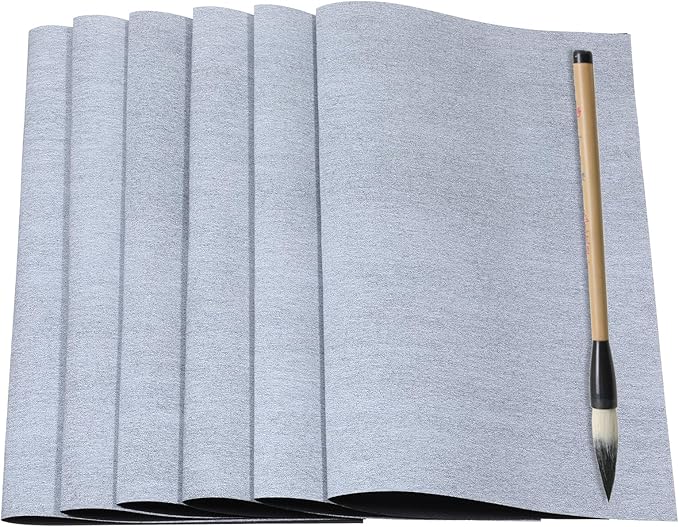 Water Drawing Writing Cloth, 6 Pcs 17 x 13 Inch Reusable Chinese Calligraphy Paper Chinese Traditional Calligraphy Water Drawing Mat for Students Beginners Practicing