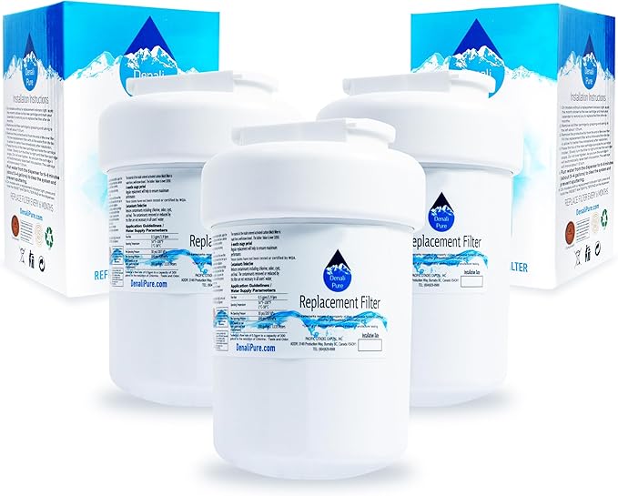 Denali Pure 3-Pack Replacement for GE GSHL5KGXGCLS Refrigerator Water Filter - Compatible with GE MWF, MWFP Fridge Water Filter Cartridge
