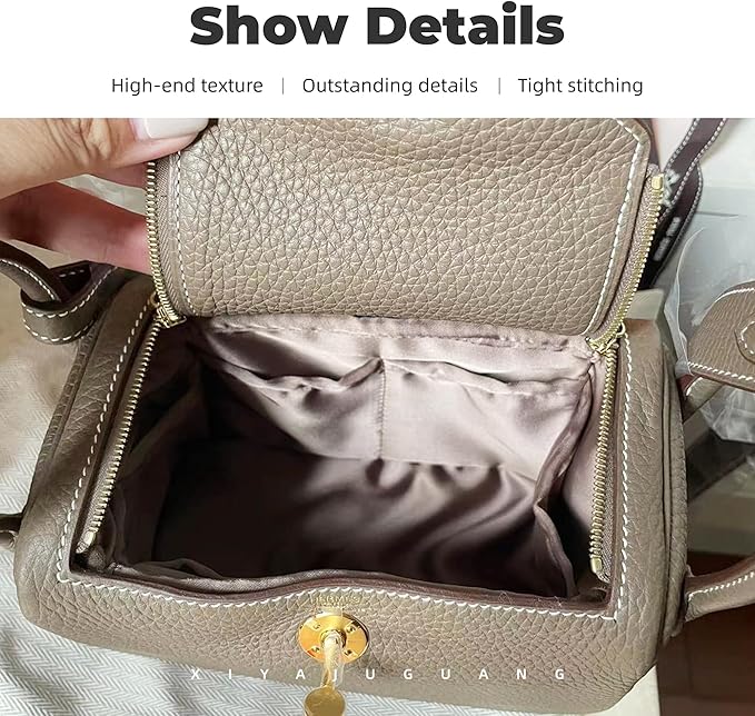 Purse Handbag Silky Organizer Insert Keep Bag Shape Fits Herme Lindy 19/26/30/34 bags, Luxury Handbag Tote Lightweight Sturdy(Etoupe grey,LD 34)