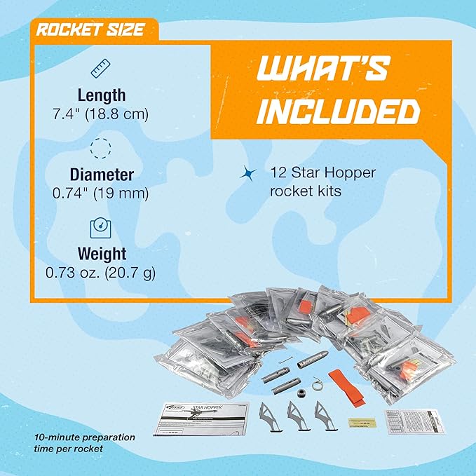 Estes 1721 Bulk Pack of 12 Star Hopper Rocket-Building Kits, Beginner Flying-Rocket-Model Kits for Ages 10+