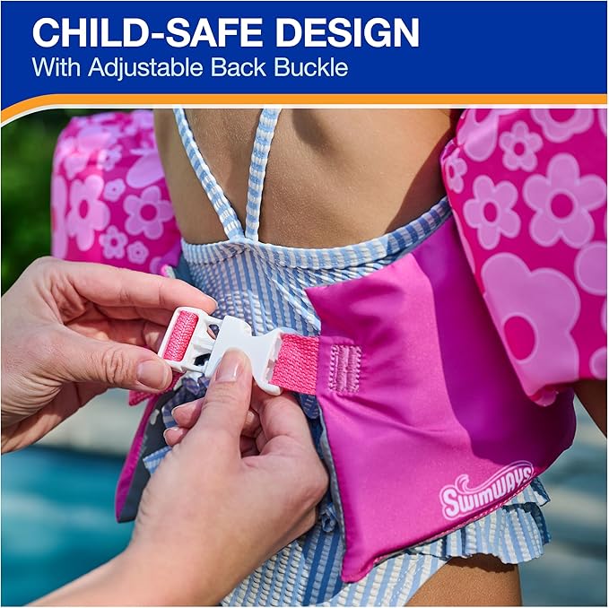 SwimWays Barbie Swim Trainer, US Coast Guard Approved Life Vest, Kids Swim Vest and Swimming Aid, Arm Floaties & Life Jackets for Kids 33-55 lbs