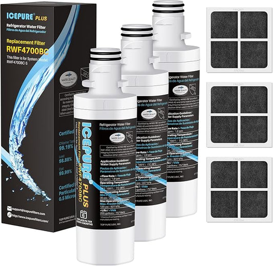 ICEPURE PLUS ADQ747935 NSF/ANSI 53 Certified Replacement for LG LT1000P MDJ64844601, Kenmore Elite 9980, LT1000PC ADQ74793501 LT1000 RWF4700A RWF4700AB Refrigerator Water and LT120F Air Filter,3Combo