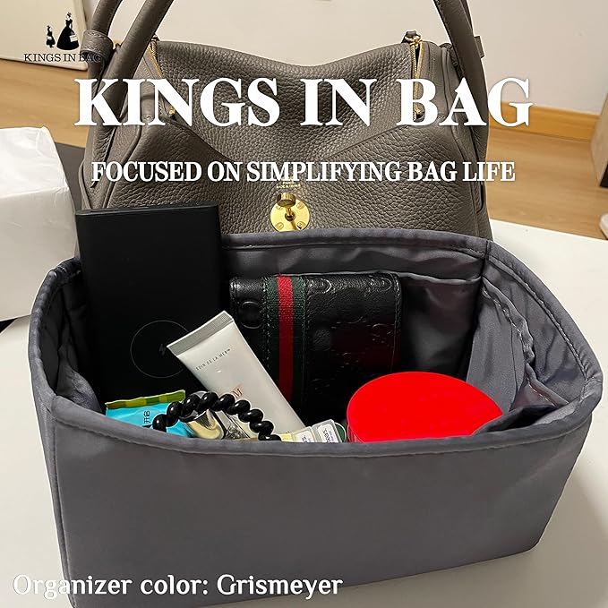 Lindy Bags Organizer Insert, Bag Storage with Silky Satins Material, Lightweight Inner Bag Compatible with Lindy 30 Bag Storage, Handbag Insert with Pockets (Grismeyer, Lindy30)