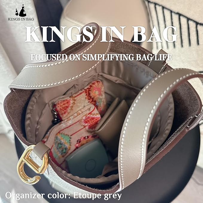 Purse Organizer Insert for In The Loop 18/23, Satin Bag Organizer Compatible with Hermes Bags, Lightweight Women Purse Essentials, Soft Touch Inner Liner with Multiple Pockets(Etoupe grey, Loop 18)