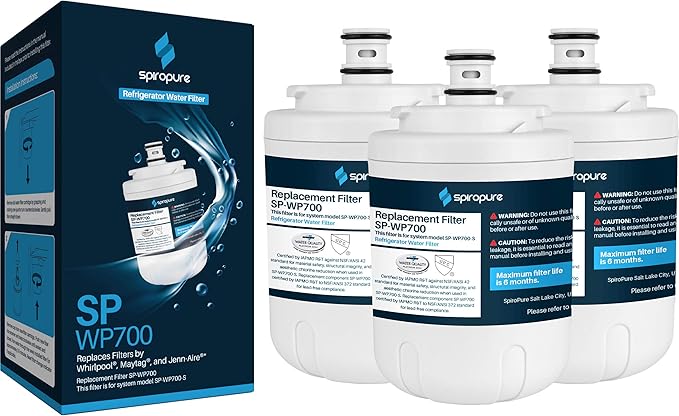 SpiroPure SP-WP700 NSF Certified Refrigerator Water Filter Replacement for UKF7003, UKF7002AXX, EDR7D1, UKF7003AXX, UKF-7003, 7003, FILTER 7 (3 Pack)