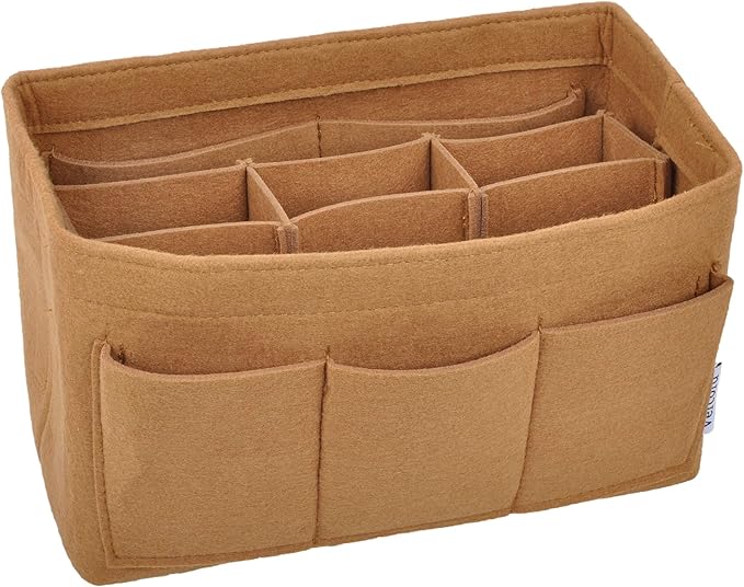 Vercord Felt Purse Organizer Handbag Insert Liner Shaper Bag in Bags for Speedy Neverfull Tote Brown Small