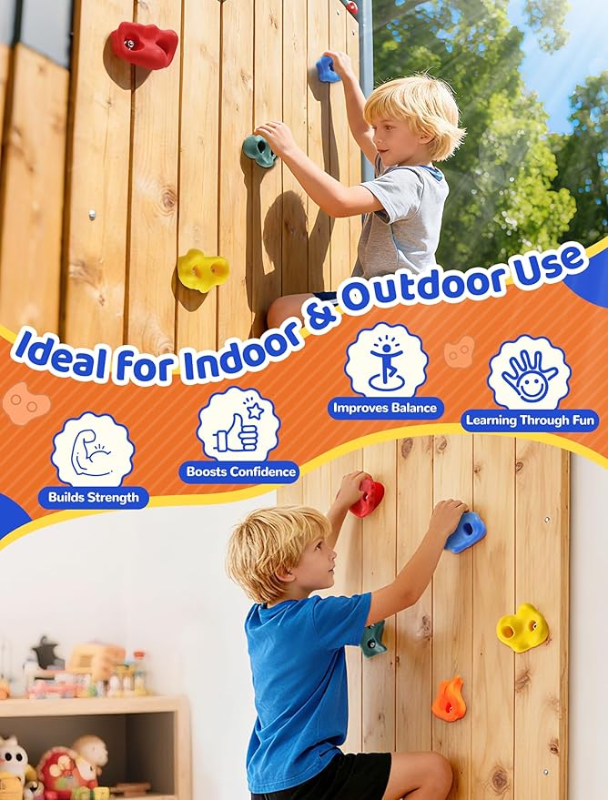 Rock Climbing Holds, 15PCS Climbing Wall for Kids, Climbing Set for Adult Indoor and Outdoor(Small Size)