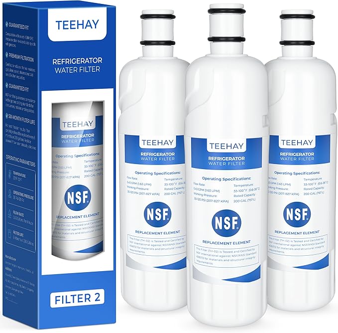 TEEHAY W10413645A Water Filter 2 Replacement, Compatible with Everydrop Filter 2, EDR2RXD1, Whirlpool WHR2RXD1, P9KB2L, P9RFKB2L, Whirlpool WRX986SIHZ, WRF757SDHZ, WRF767SDHZ, WRF736SDAM, 3 Pack
